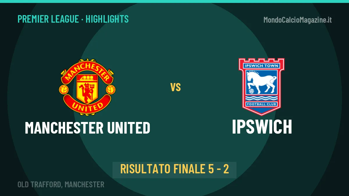 Manchester United-Ipswich 5-2: highlights, video, azioni e gol del match