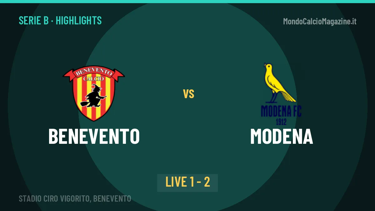 Benevento-Modena, sintesi e gol: gli highlights di Serie B