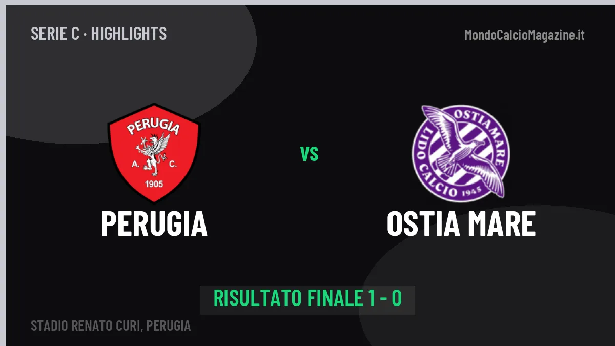 Perugia-Ostia Mare: il video degli highlights e il tabellino (1-0)
