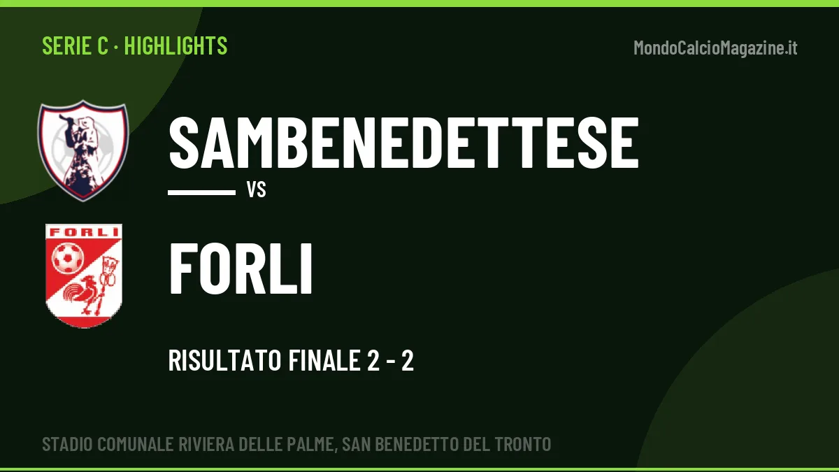 Highlights e gol Sambenedettese-Forli: la sintesi della 1ª giornata