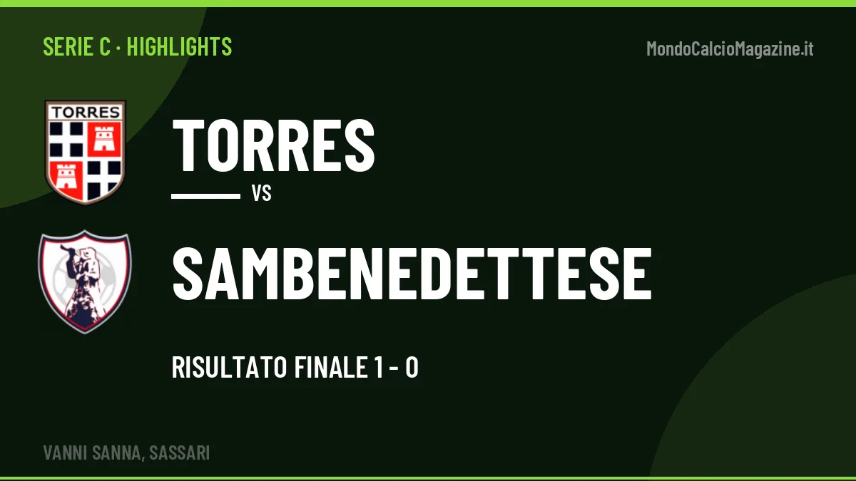 Gol e highlights di Torres-Sambenedettese 1-0: guarda la sintesi