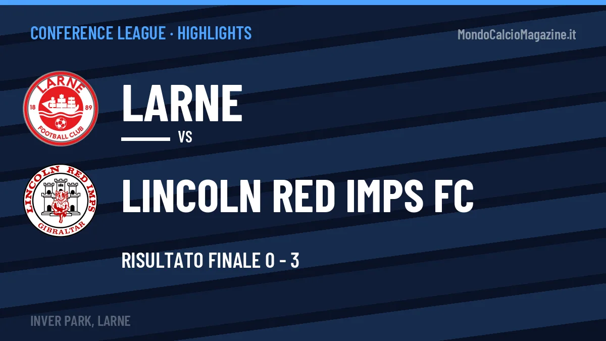 Highlights Larne-Lincoln Red Imps FC: gol e sintesi della partita (0-3)