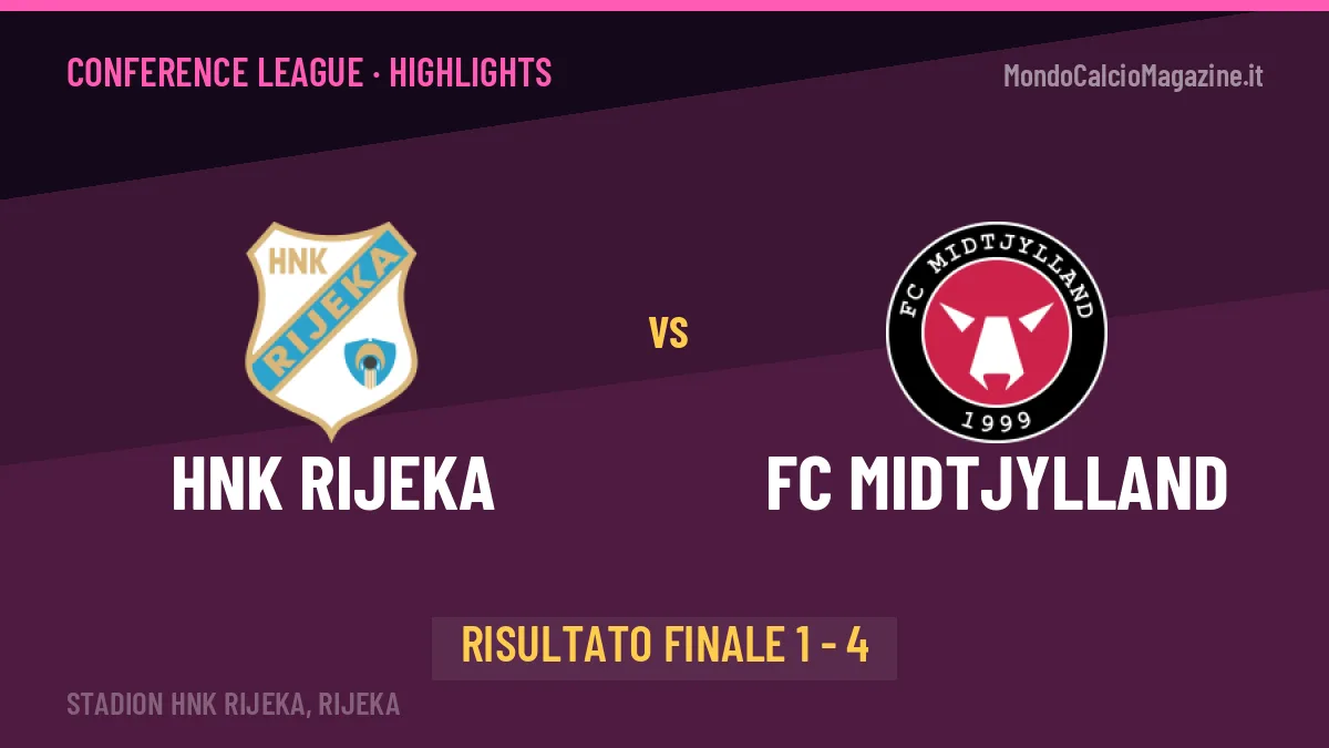 HNK Rijeka-FC Midtjylland 1-4: video gol, azioni salienti e statistiche
