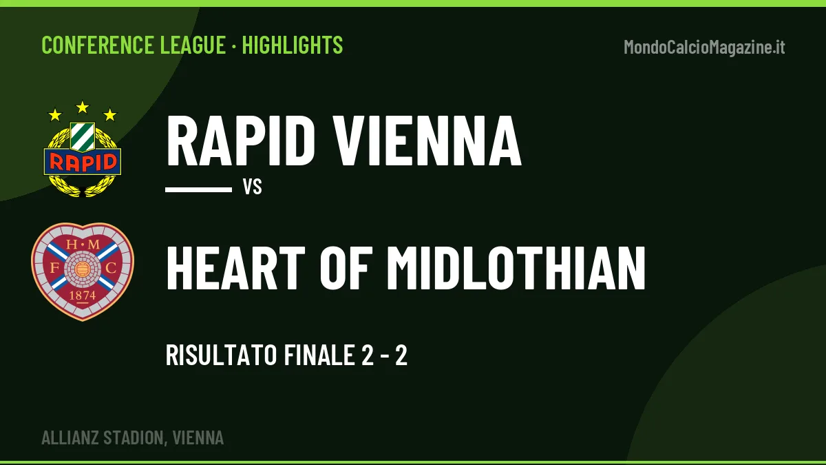 Rivedi Rapid Vienna-Heart Of Midlothian: highlights, gol e momenti chiave della partita