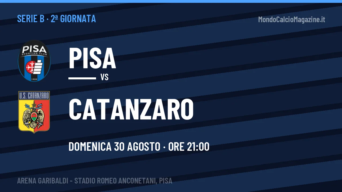 Pisa-Catanzaro, Serie B: probabili formazioni, quote e dove vedere la partita in TV e streaming