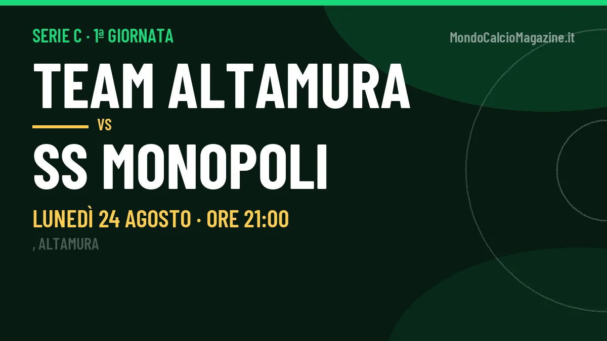 Team Altamura-SS Monopoli in TV: a che ora si gioca, dove vederla e probabili formazioni