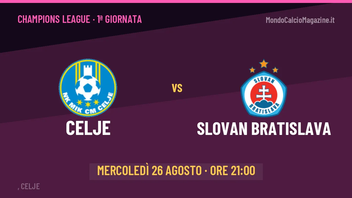 Pronostico Celje Slovan Bratislava: quote, precedenti e come arrivano le due squadre