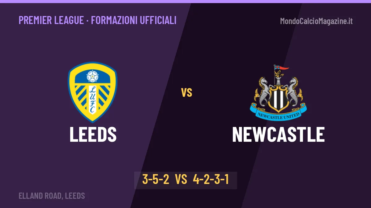 Leeds-Newcastle, ecco le formazioni ufficiali: tutte le scelte dei due allenatori