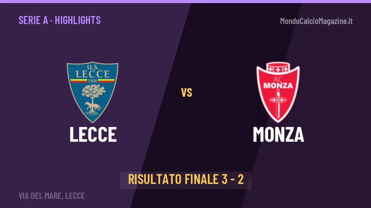 Lecce-Monza, sintesi e gol: gli highlights di Serie A