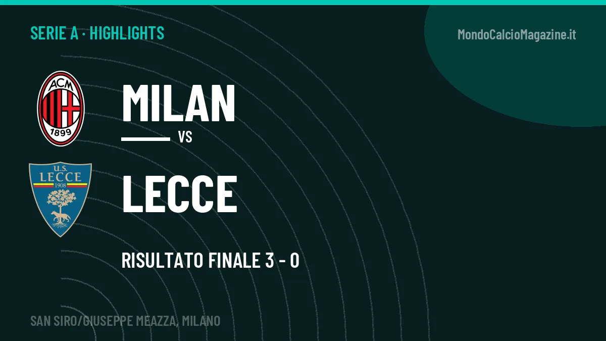 Video Milan-Lecce: highlights e gol della partita di Serie A