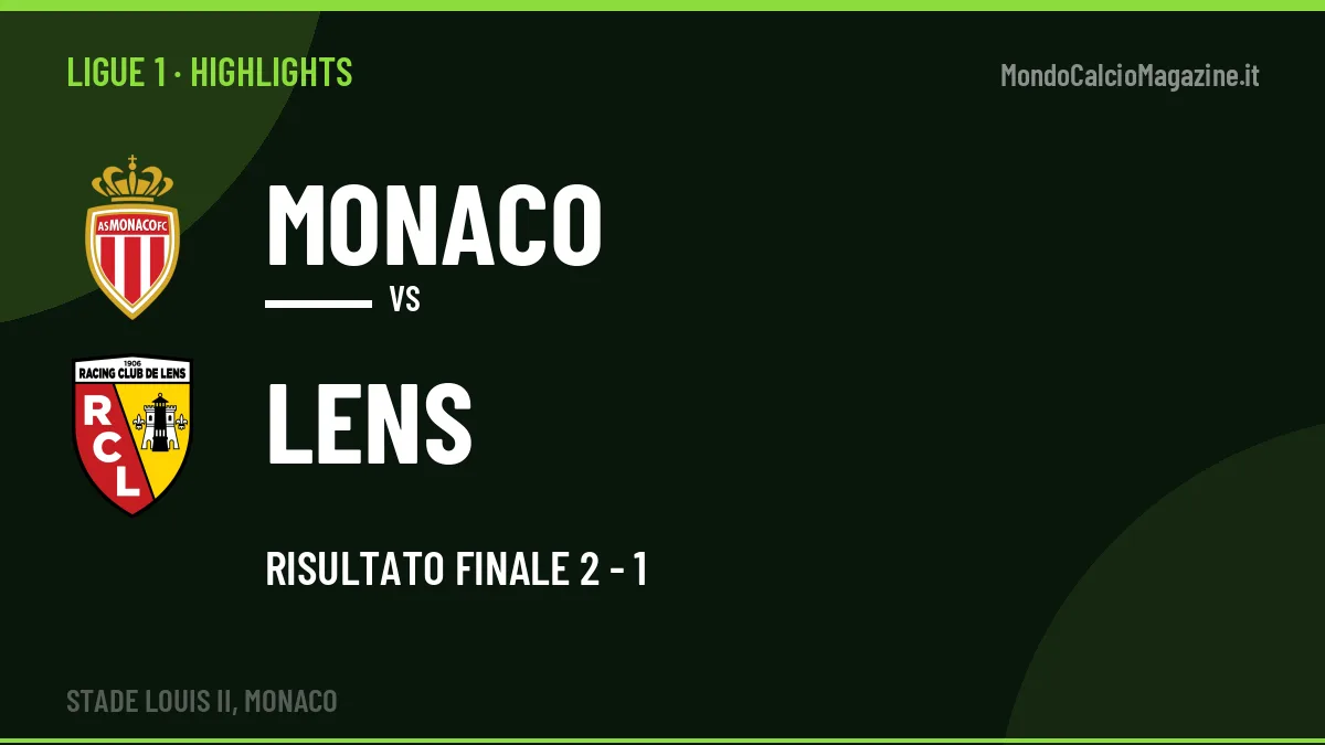 Gol e highlights di Monaco-Lens 2-1: guarda la sintesi