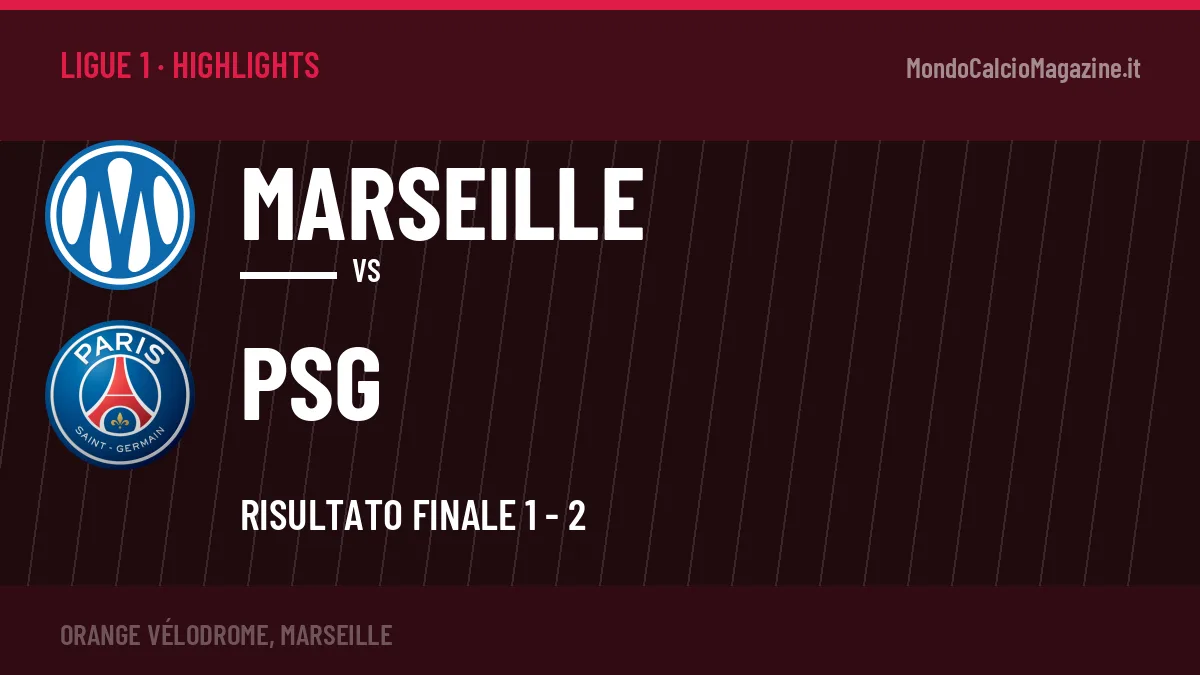 Rivedi Marseille-PSG: highlights, gol e momenti chiave della partita