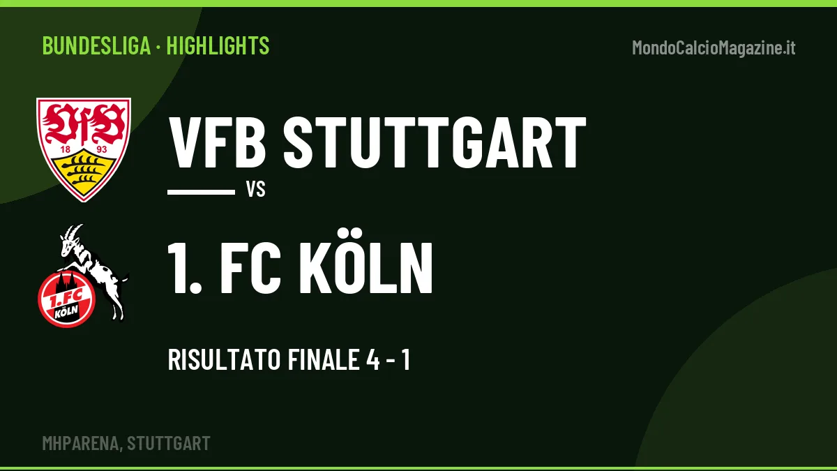 Gol e highlights di VfB Stuttgart-1. FC Köln 4-1: guarda la sintesi