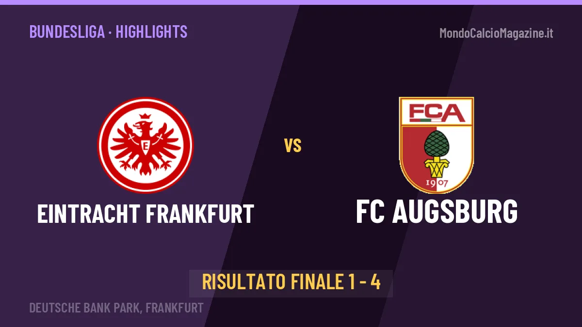 Eintracht Frankfurt-FC Augsburg 1-4: video gol, azioni salienti e statistiche