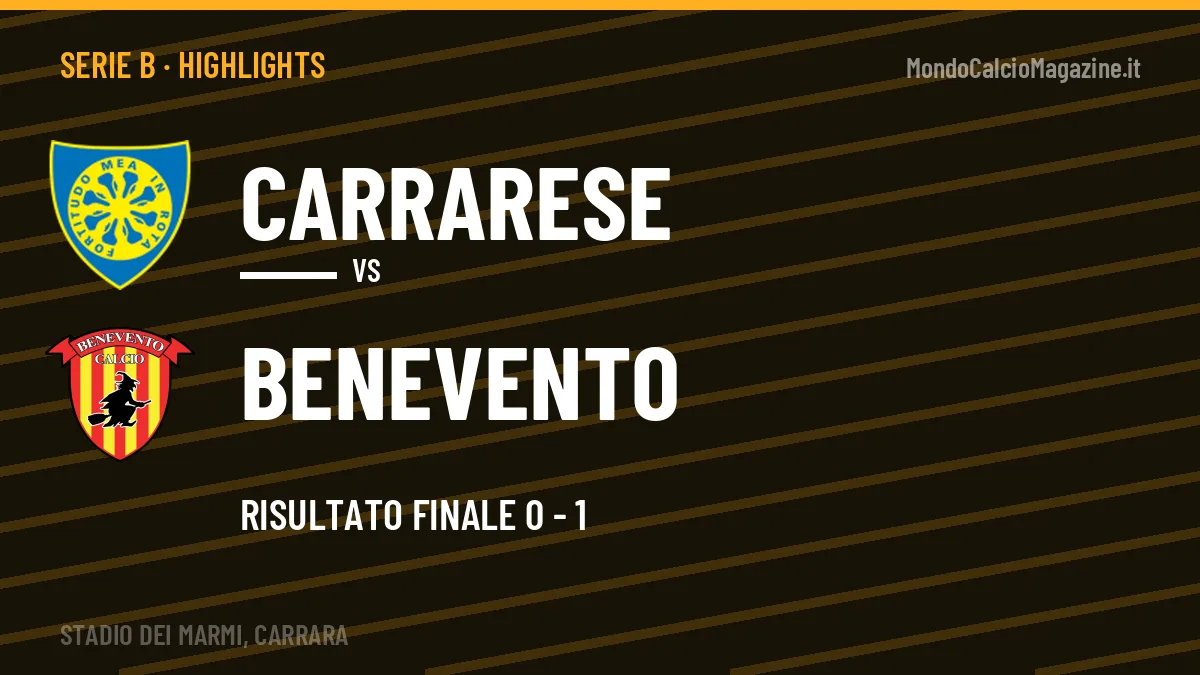 Video Carrarese-Benevento: highlights e gol della partita di Serie B