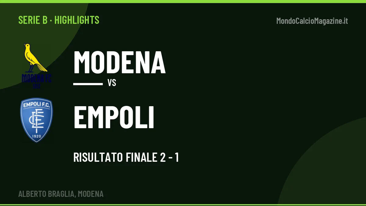 Highlights e gol Modena-Empoli: la sintesi della 5ª giornata