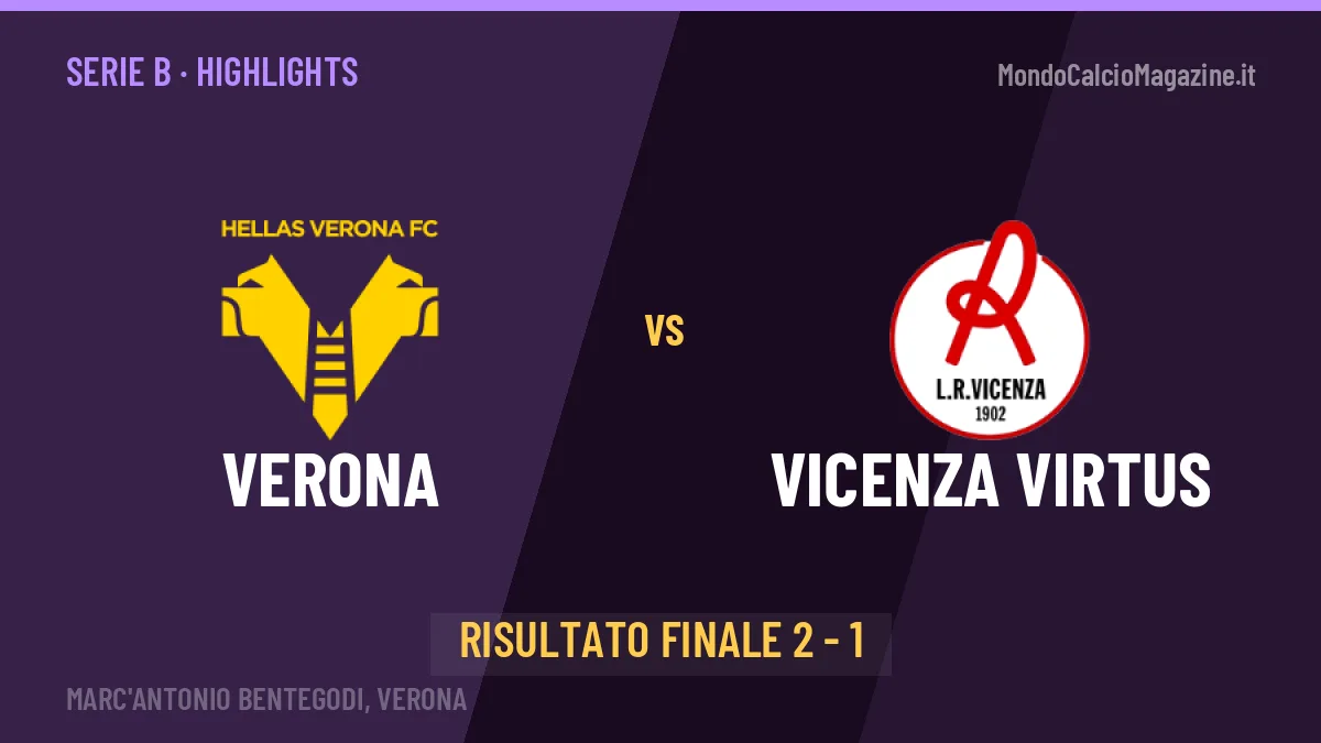 Verona-Vicenza Virtus, sintesi e gol: gli highlights di Serie B