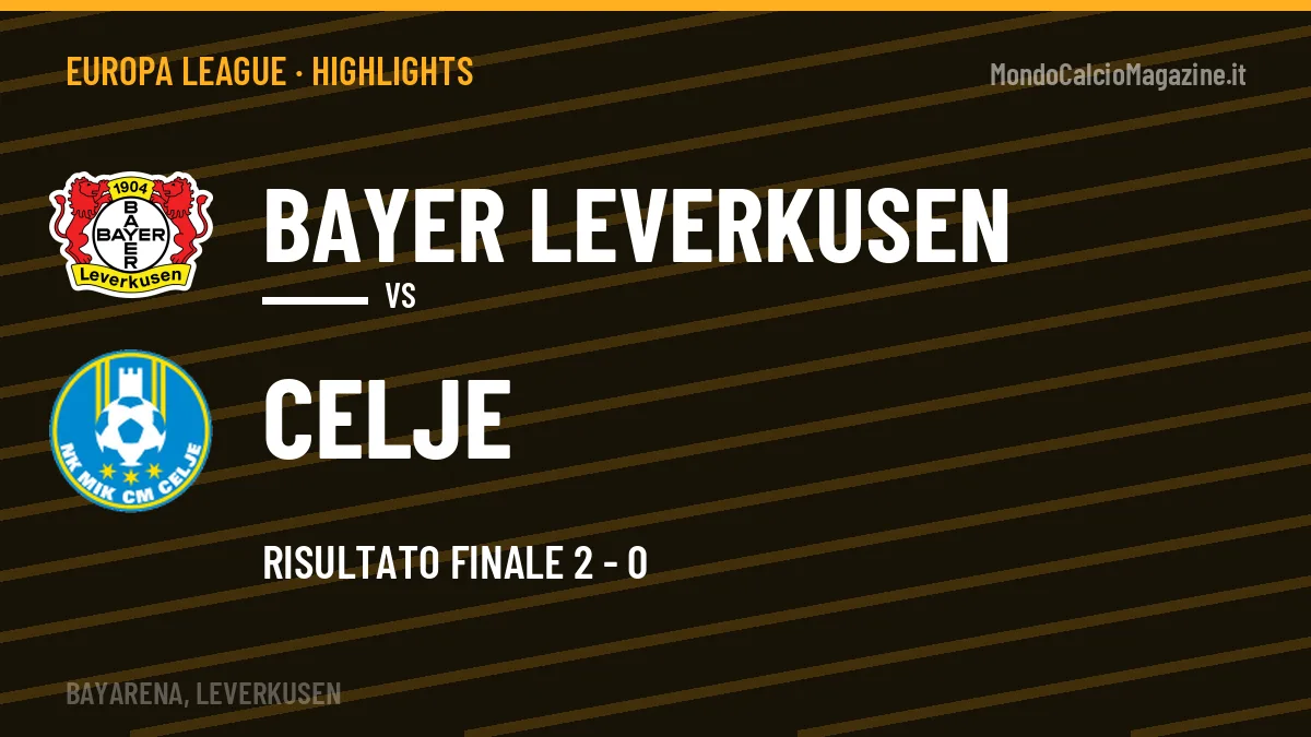 Highlights Bayer Leverkusen-Celje: gol e sintesi della partita (2-0)