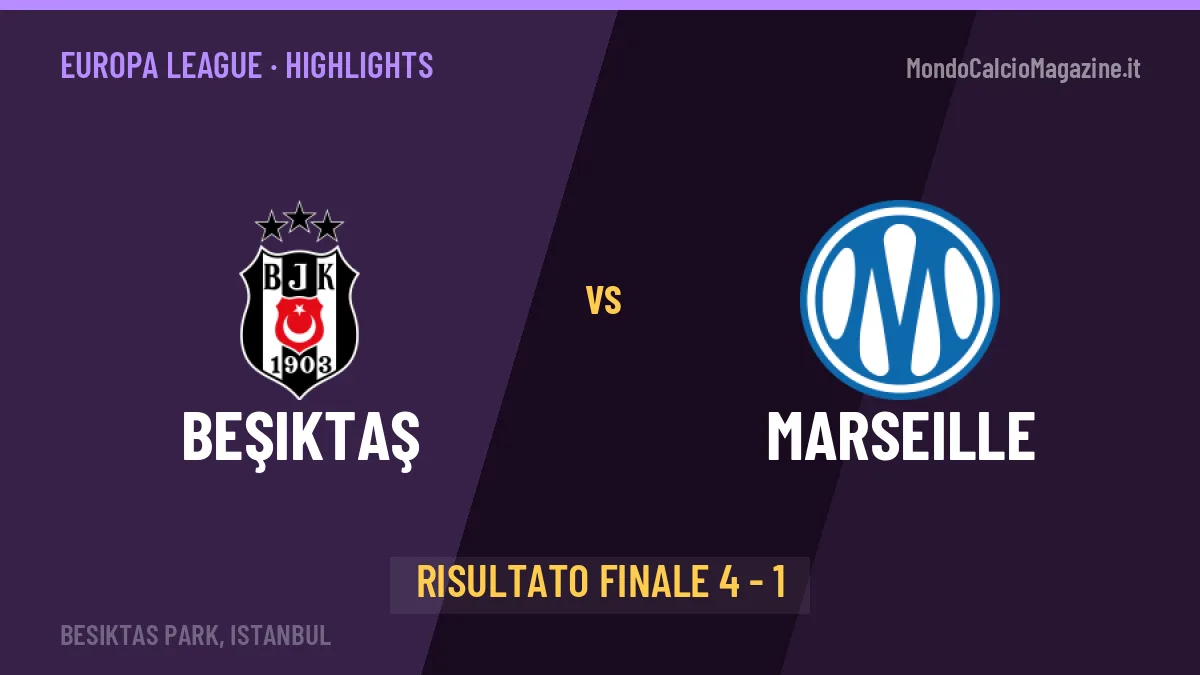 Beşiktaş-Marseille 4-1: video gol, azioni salienti e statistiche