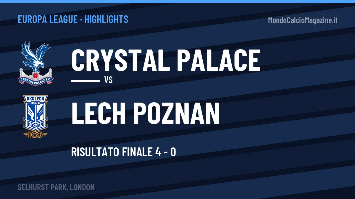 Video Crystal Palace-Lech Poznan: highlights e gol della partita di Europa League