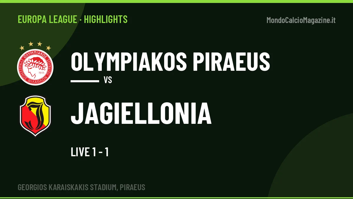 Highlights Olympiakos Piraeus-Jagiellonia: gol e sintesi della partita