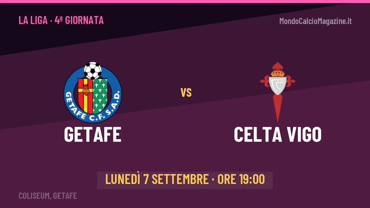 Getafe-Celta Vigo La Liga 4ª giornata: orario, TV, streaming e probabili formazioni