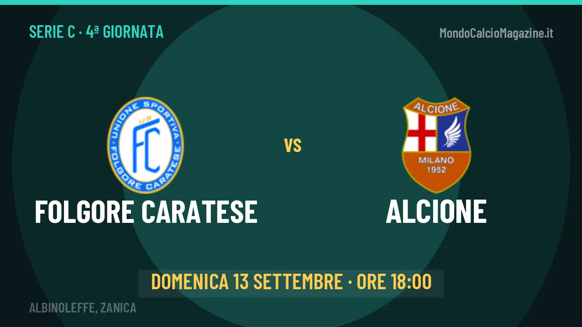 Folgore Caratese-Alcione (dom 13/09 ore 18:00): probabili formazioni, statistiche e quote