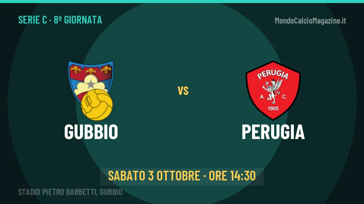 Gubbio-Perugia, Serie C: probabili formazioni, quote e dove vedere la partita in TV e streaming