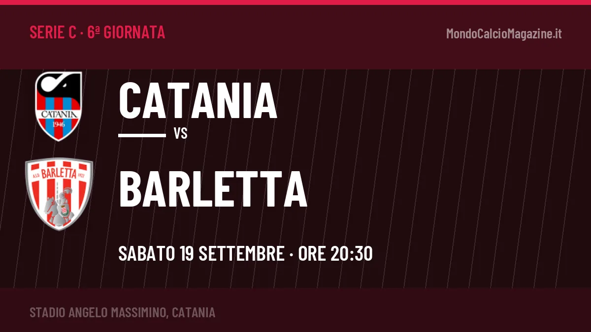 Catania-Barletta, Serie C: probabili formazioni, quote e dove vedere la partita in TV e streaming