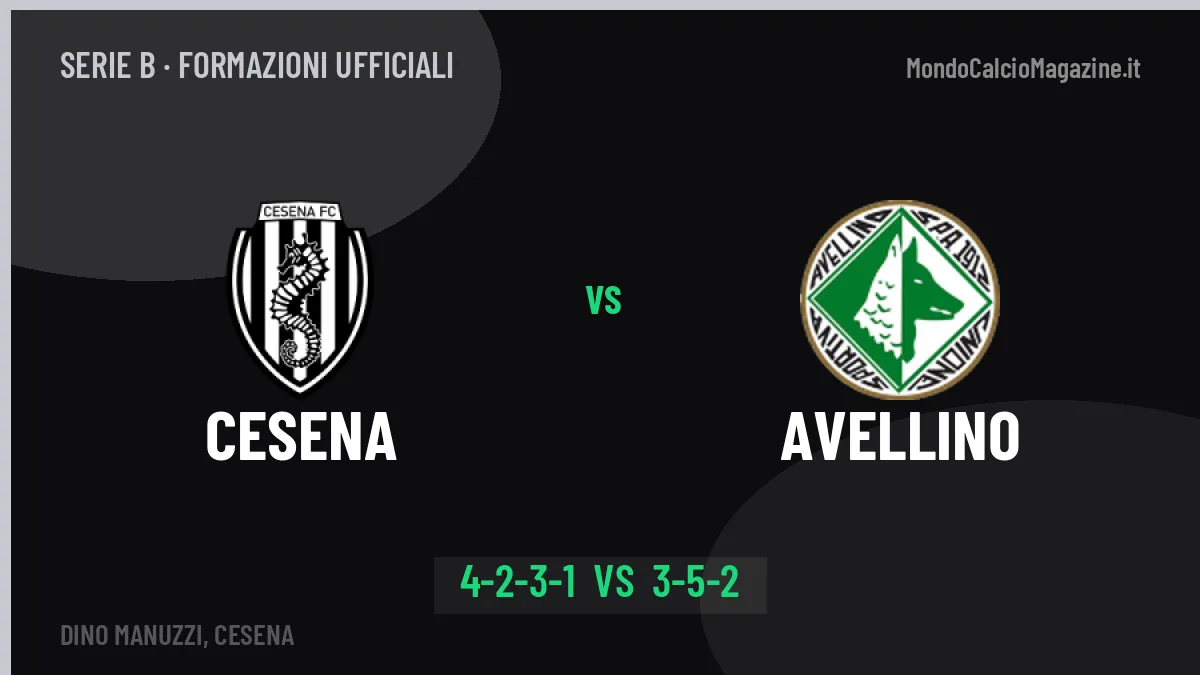 Cesena-Avellino, le formazioni ufficiali: Diamanti punta su Shpendi