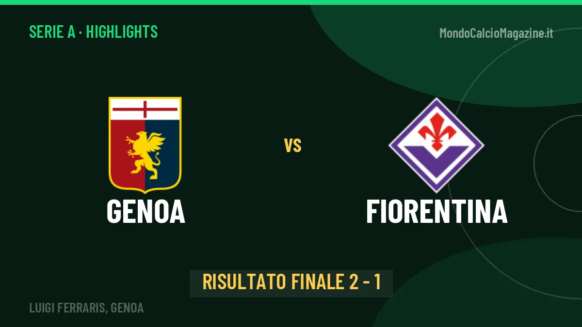 Genoa-Fiorentina: il video degli highlights e il tabellino (2-1)