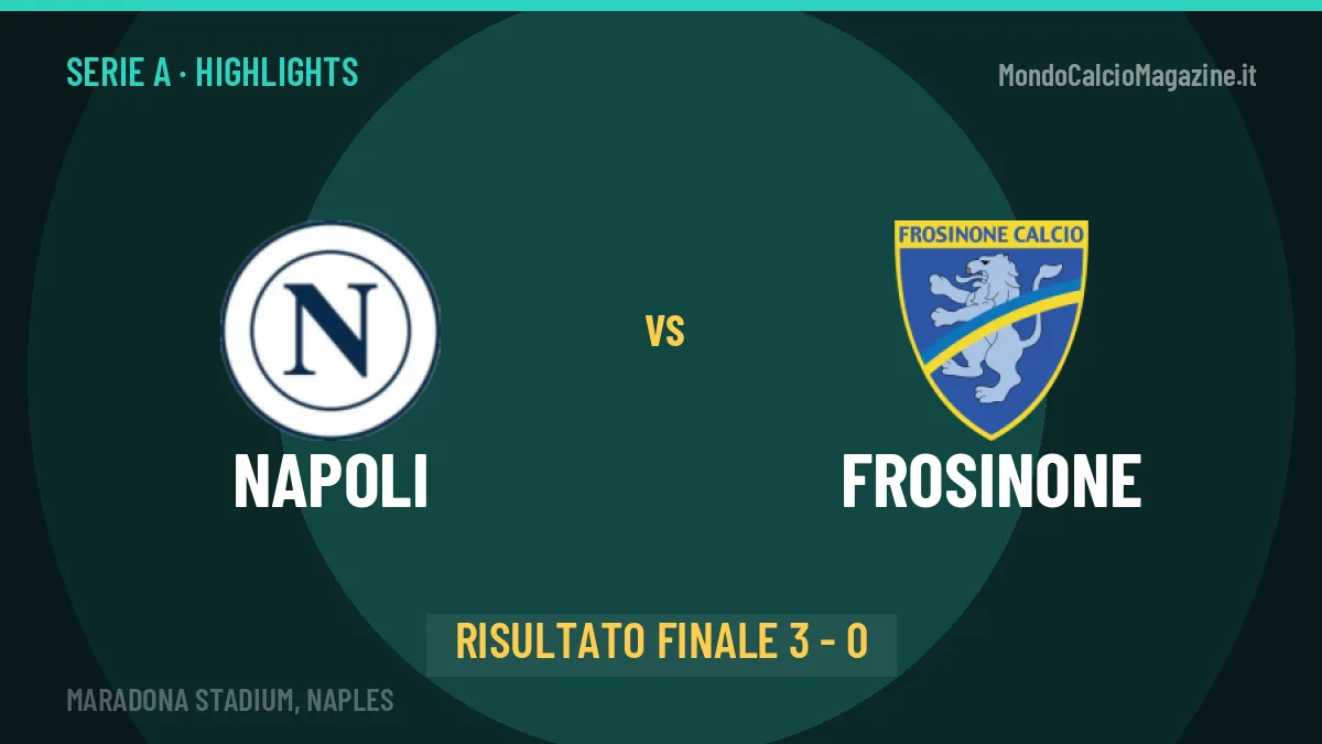 Napoli-Frosinone 3-0: video gol, azioni salienti e statistiche
