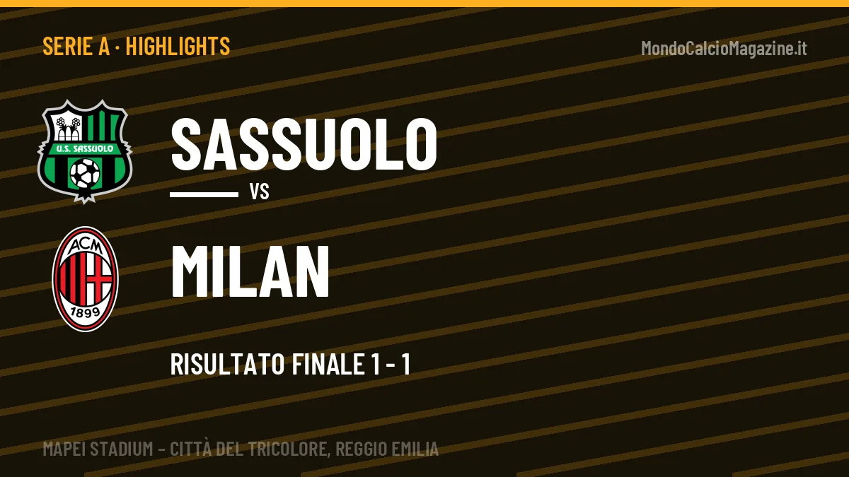 Rivedi Sassuolo-Milan: highlights, gol e momenti chiave della partita