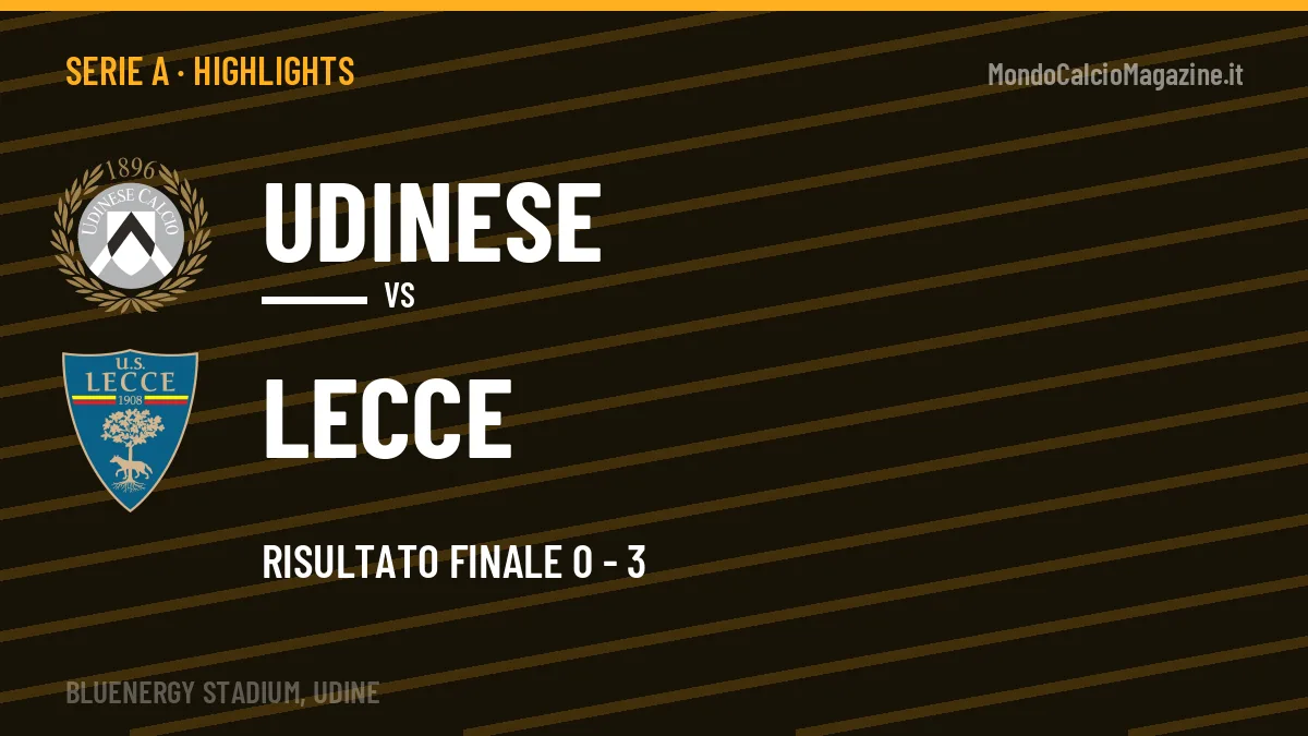 Highlights e gol Udinese-Lecce: la sintesi della 7ª giornata