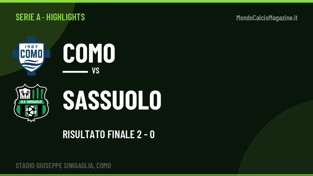 Highlights Serie A: Como-Sassuolo 2-0 in video