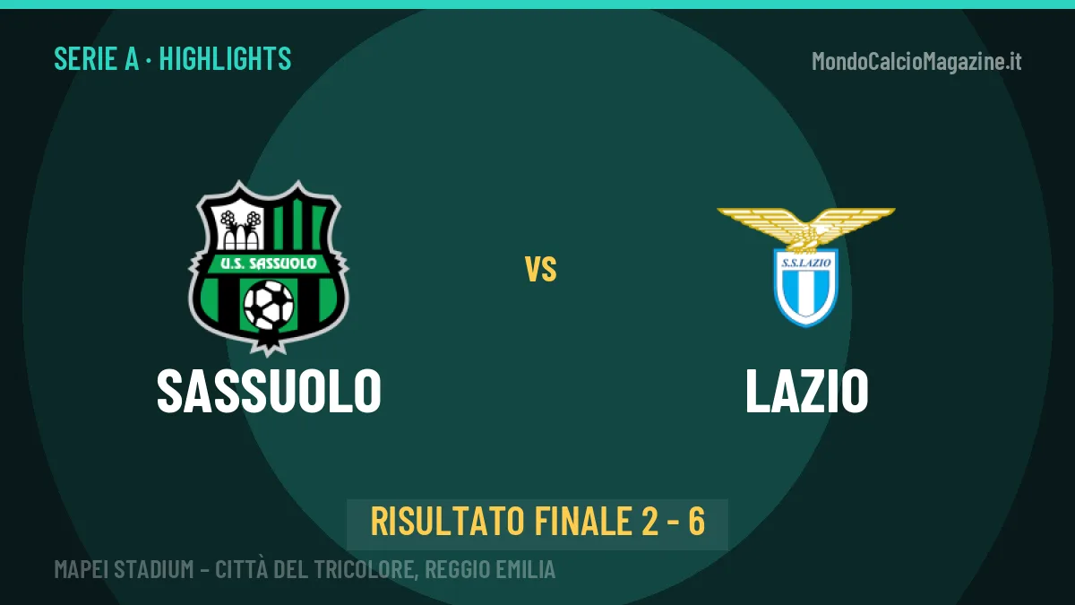 Sassuolo-Lazio 2-6, gli highlights: tutti i gol in video