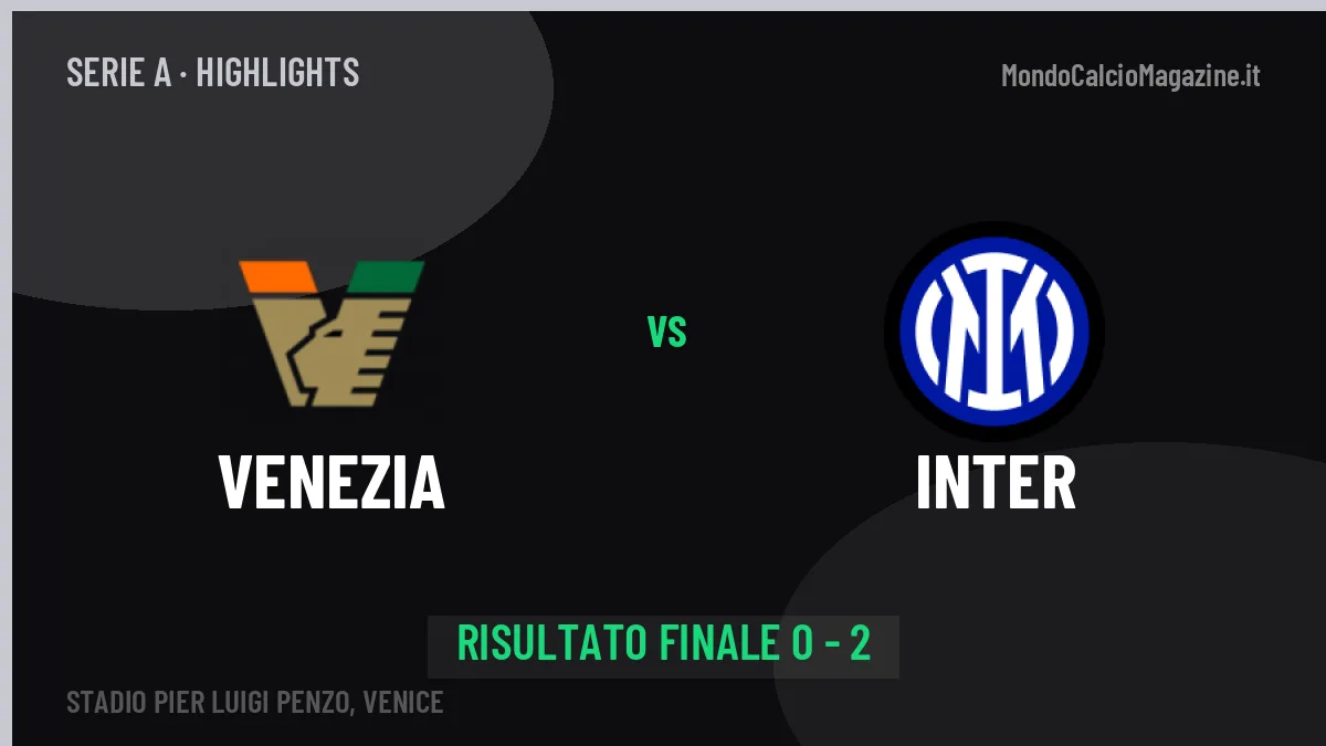 Venezia-Inter: il video degli highlights e il tabellino (0-2)