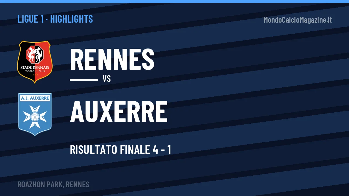 Gol e highlights di Rennes-Auxerre 4-1: guarda la sintesi