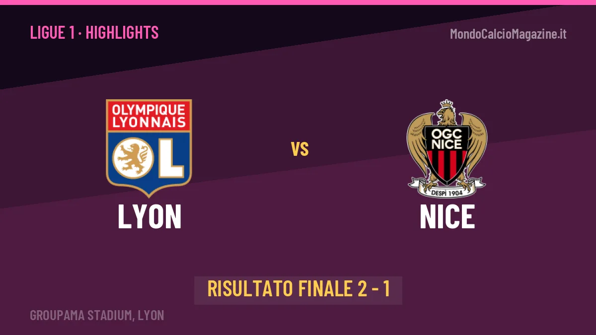 Lyon-Nice 2-1: highlights, video, azioni e gol del match