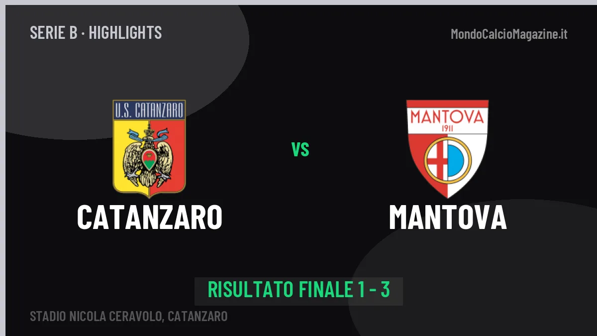 Catanzaro-Mantova 1-3, gli highlights: tutti i gol in video