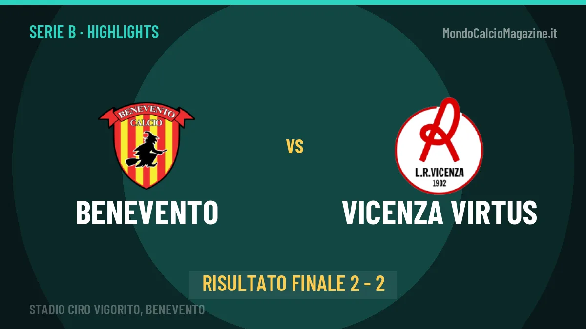 Benevento-Vicenza Virtus, sintesi e gol: gli highlights di Serie B