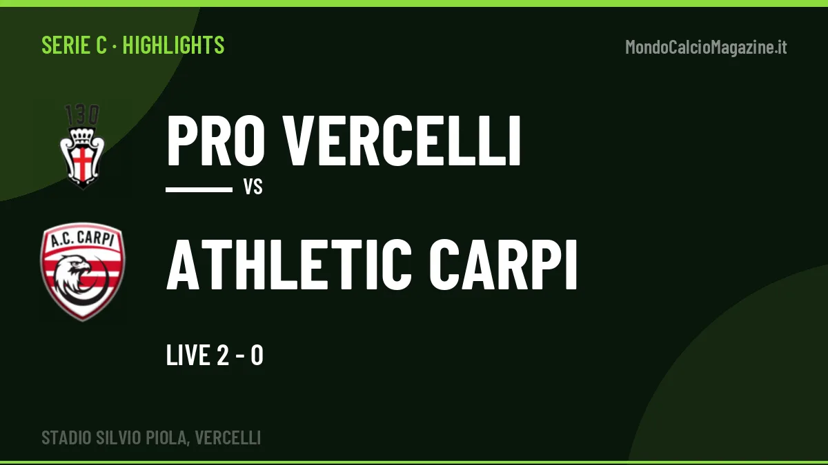 Rivedi PRO Vercelli-Athletic Carpi: highlights, gol e momenti chiave della partita