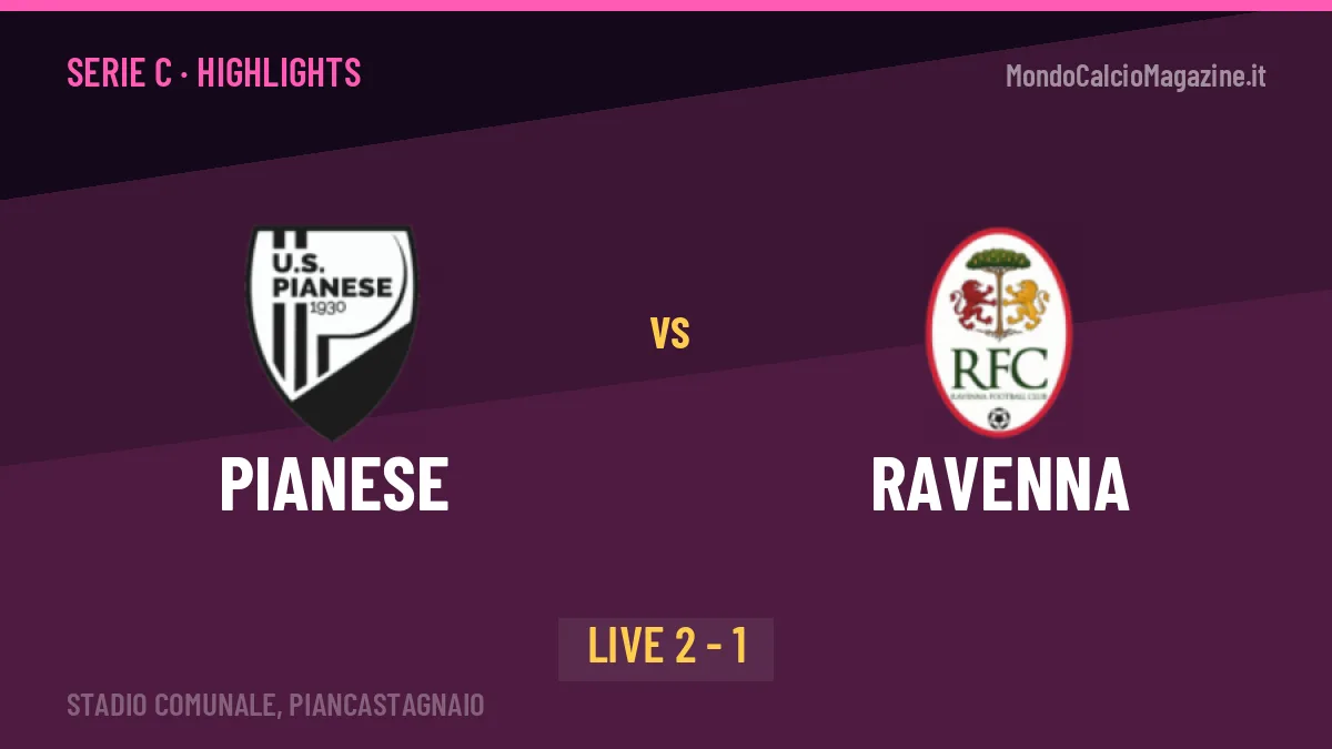 Pianese-Ravenna: il video degli highlights e il tabellino