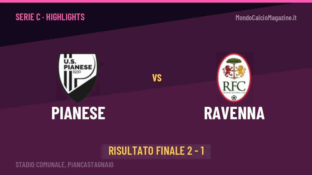Pianese-Ravenna: il video degli highlights e il tabellino (2-1)