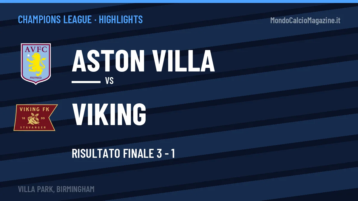 Rivedi Aston Villa-Viking: highlights, gol e momenti chiave della partita