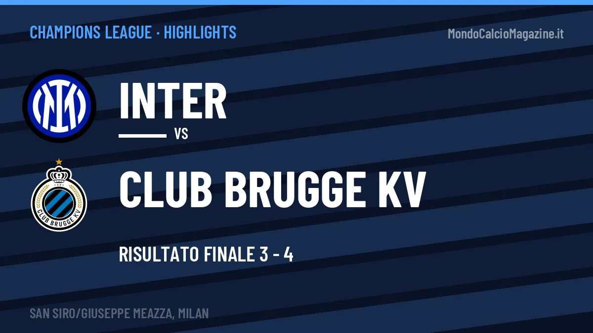 Highlights Champions League: Inter-Club Brugge KV 3-4 in video