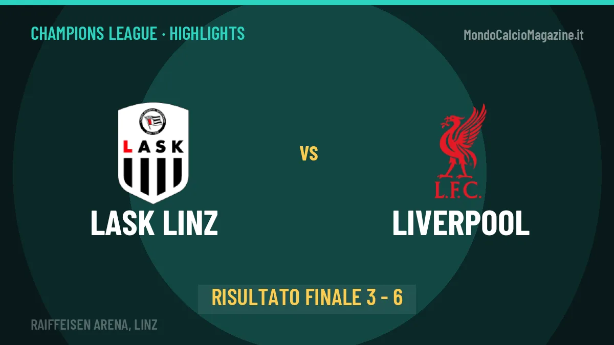 Lask Linz-Liverpool 3-6, gli highlights: tutti i gol in video