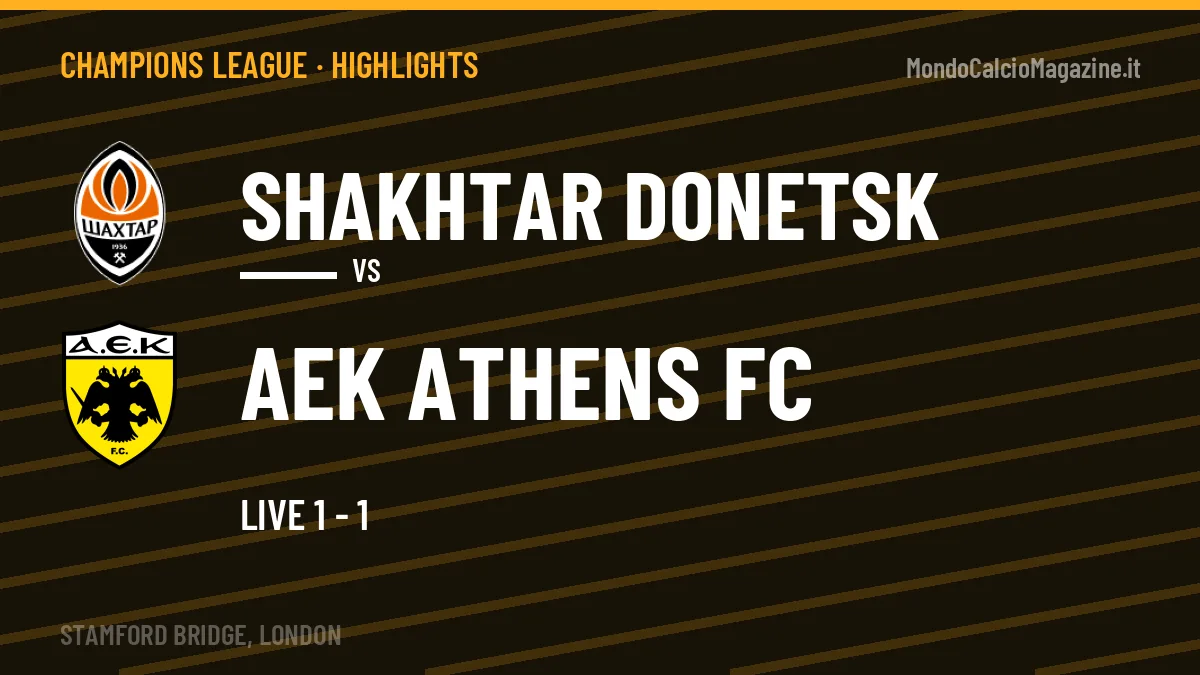 Gol e highlights di Shakhtar Donetsk-AEK Athens FC: guarda la sintesi