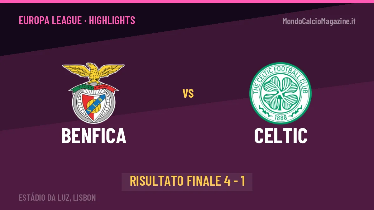 Benfica-Celtic: il video degli highlights e il tabellino (4-1)