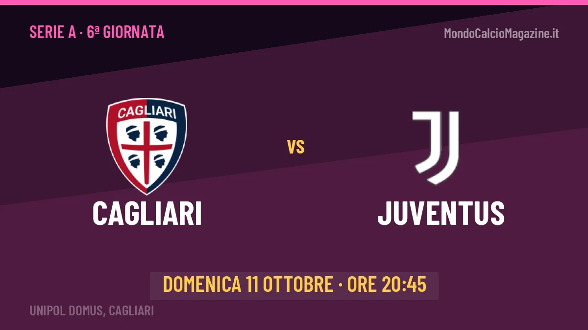 Cagliari Juventus in streaming: dove vedere la partita, orario e probabili formazioni